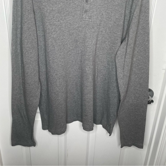 Vince Raw Edge Long Sleeve Henley T-Shirt in Gray L - Picture 6 of 15